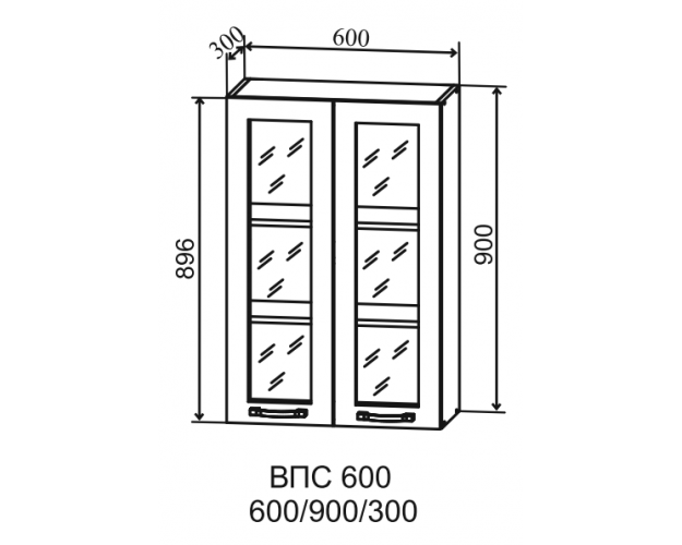 Гарда ВПС 600 шкаф верхний со стеклом высокий (Белый патина/корпус Серый)